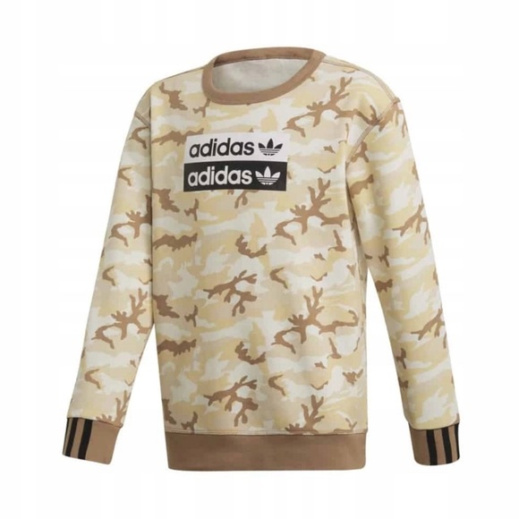 Adidas Originals Youth Crewneck Sweatshirt Beige Camo - Picture 3 of 14